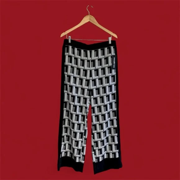 Karl Lagerfeld Black and White Wide Leg Pants - Picture 2 of 5